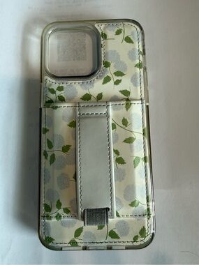 Walli Case. Floral Hydrangea Print Phone Wallet Case - White & Green